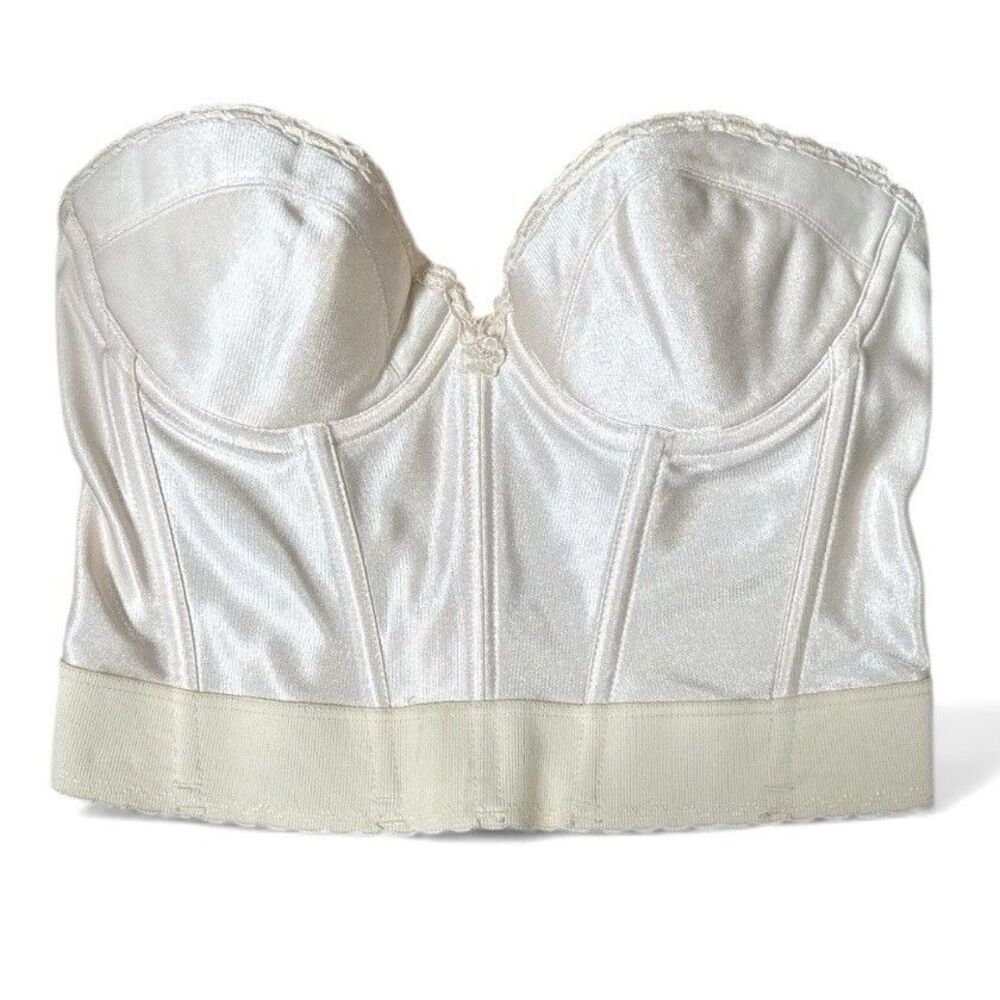 Vintage Carnival Satin Bustier Corset Bra Backless Longline Bridal 38B Act32 USA